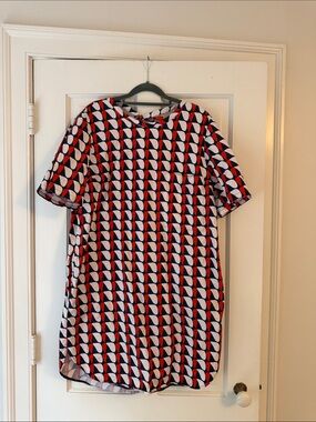 cotton midi shift dress Brown Flax Paneled 38